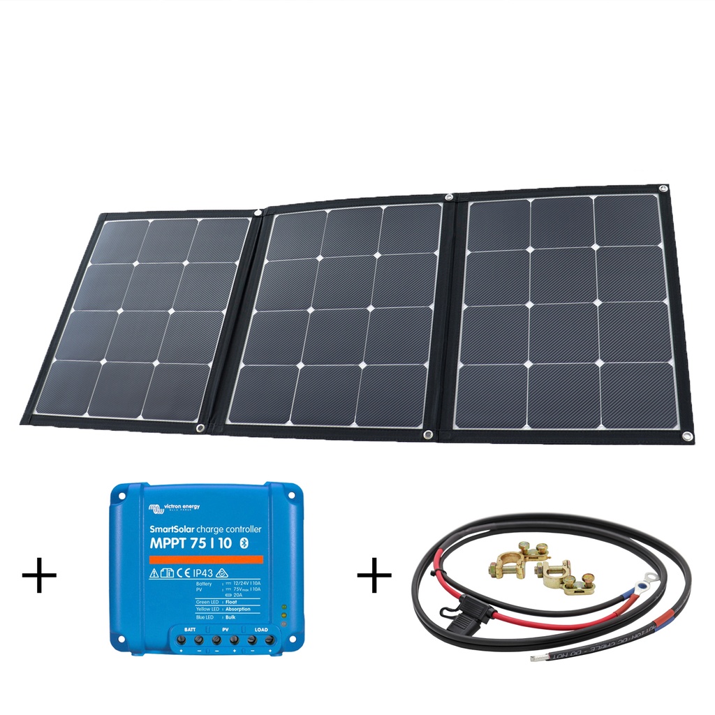 [WS101-1511SE] Wattstunde® SunFolder 120W Solartasche Solarmodul MPPT Set+ inkl. 10A MPPT Laderegler mit Bluetooth und Anschlusskabel, faltbar