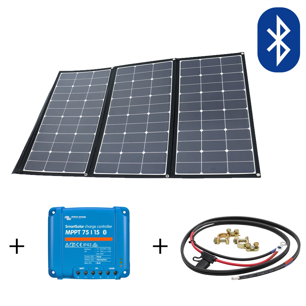 [WS101-1522SE] WATTSTUNDE® SunFolder 180W Solartasche Solarmodul MPPT Set+ inkl. 15A MPPT Laderegler mit Bluetooth und Anschlusskabel, faltbar