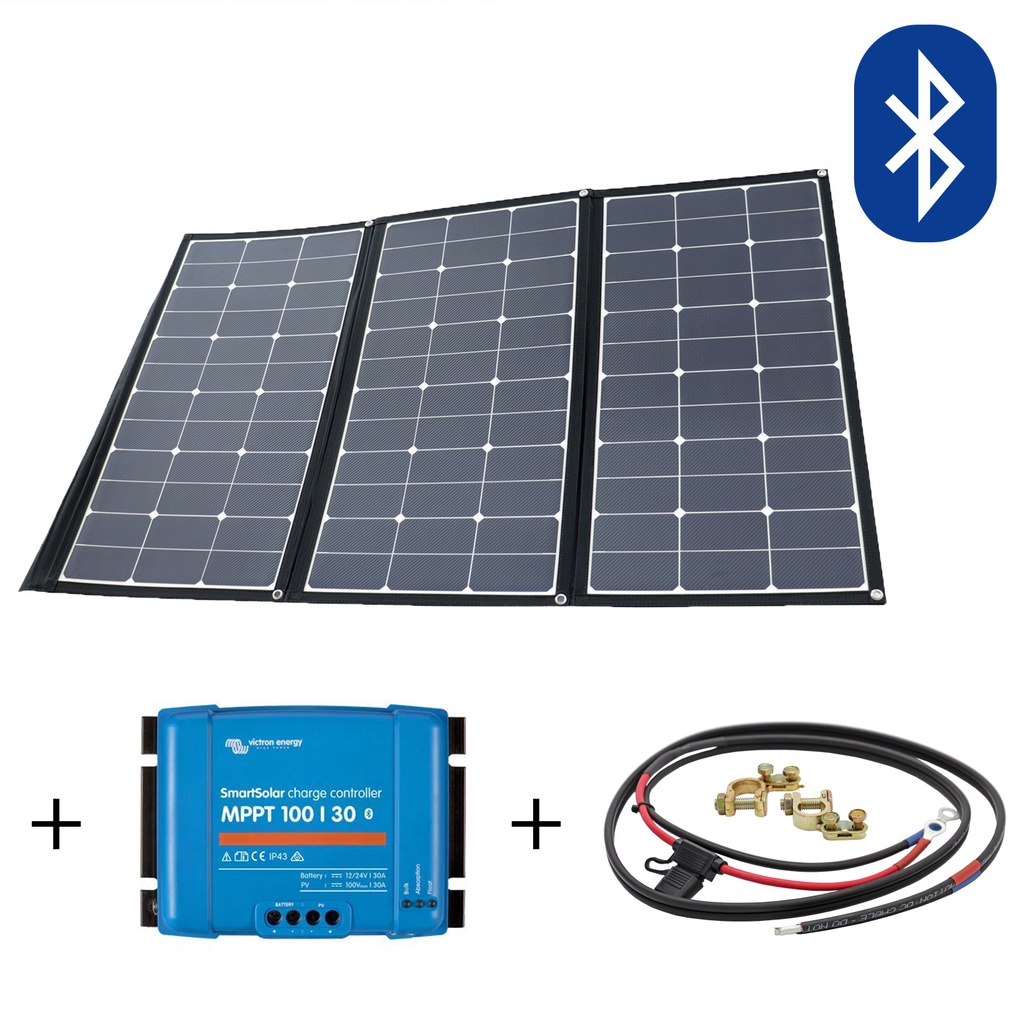 [WS101-15220SE] WATTSTUNDE® SunFolder 180W Solartasche Solarmodul MPPT Set+ inkl. 30A MPPT Laderegler mit Bluetooth und Anschlusskabel, faltbar