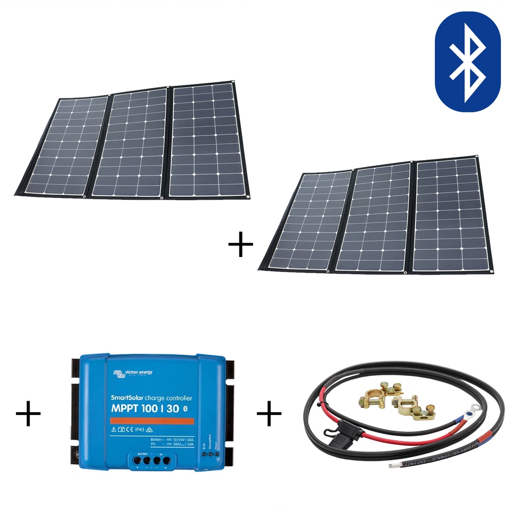 [WS101-15221SE] WATTSTUNDE® SunFolder 360W (2x180W) Solartasche Solarmodul MPPT Set+ inkl. 30A MPPT Laderegler mit Bluetooth und Anschlusskabel, faltbar