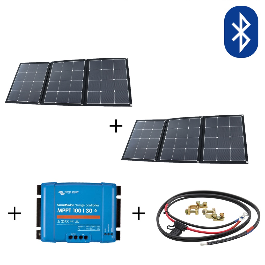 [WS101-15111SE] Wattstunde® SunFolder 240W (2x120W) Solartasche Solarmodul MPPT Set+ inkl. 30A MPPT Laderegler mit Bluetooth und Anschlusskabel, faltbar