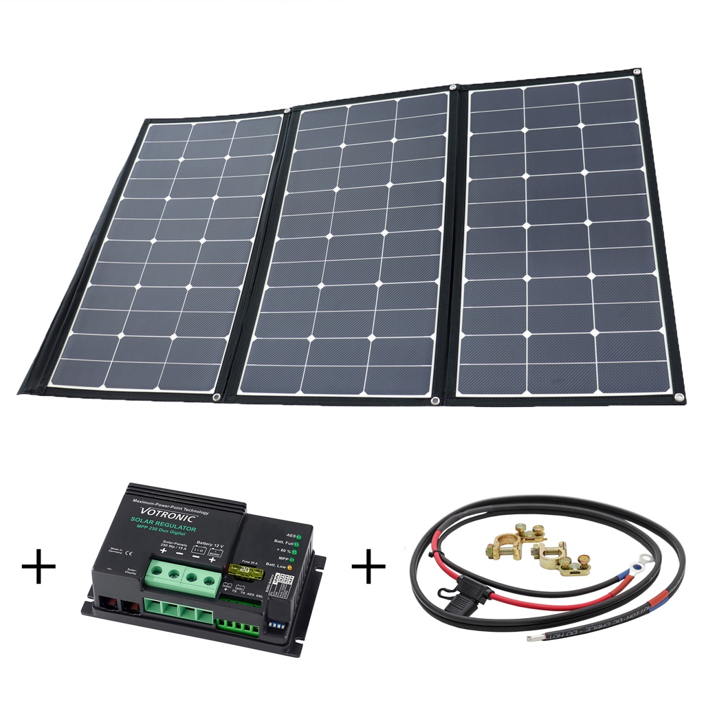 [WS101-15210SE] WATTSTUNDE® SunFolder 180W Solartasche Solarmodul MPPT Set inkl. 15A MPPT Laderegler und Anschlusskabel, faltbar