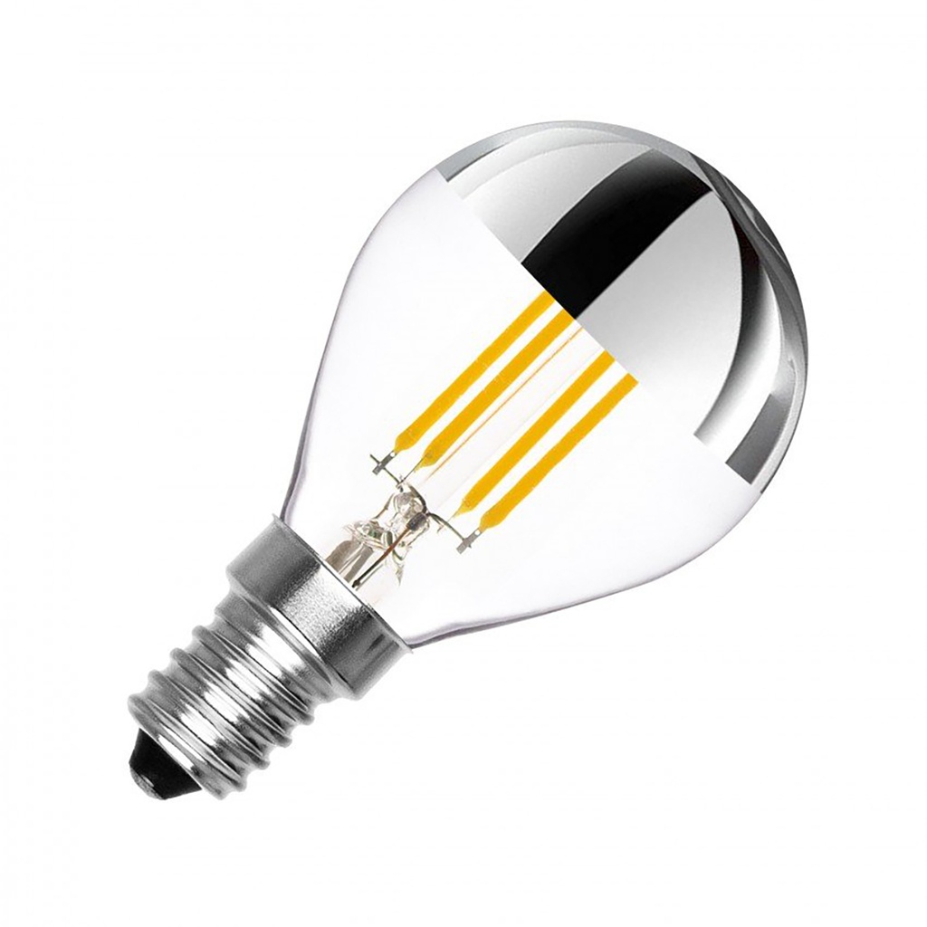 [LED3.5E14G45FD-RS] LED Lampe E14 Dimmbar Filament Reflektor silber G45 3.5W z.B. für Schminkspiegel
