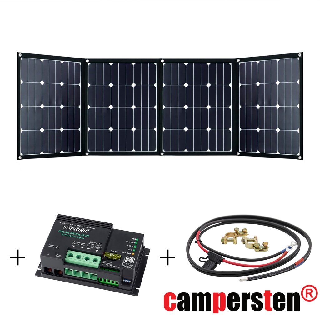 [FSP160S15A-MPPT] 180Watt Solartaschenset FSP-2 Solarmodul Set inkl. 15A MPPT Laderegler mit Anschlusskabel, faltbar