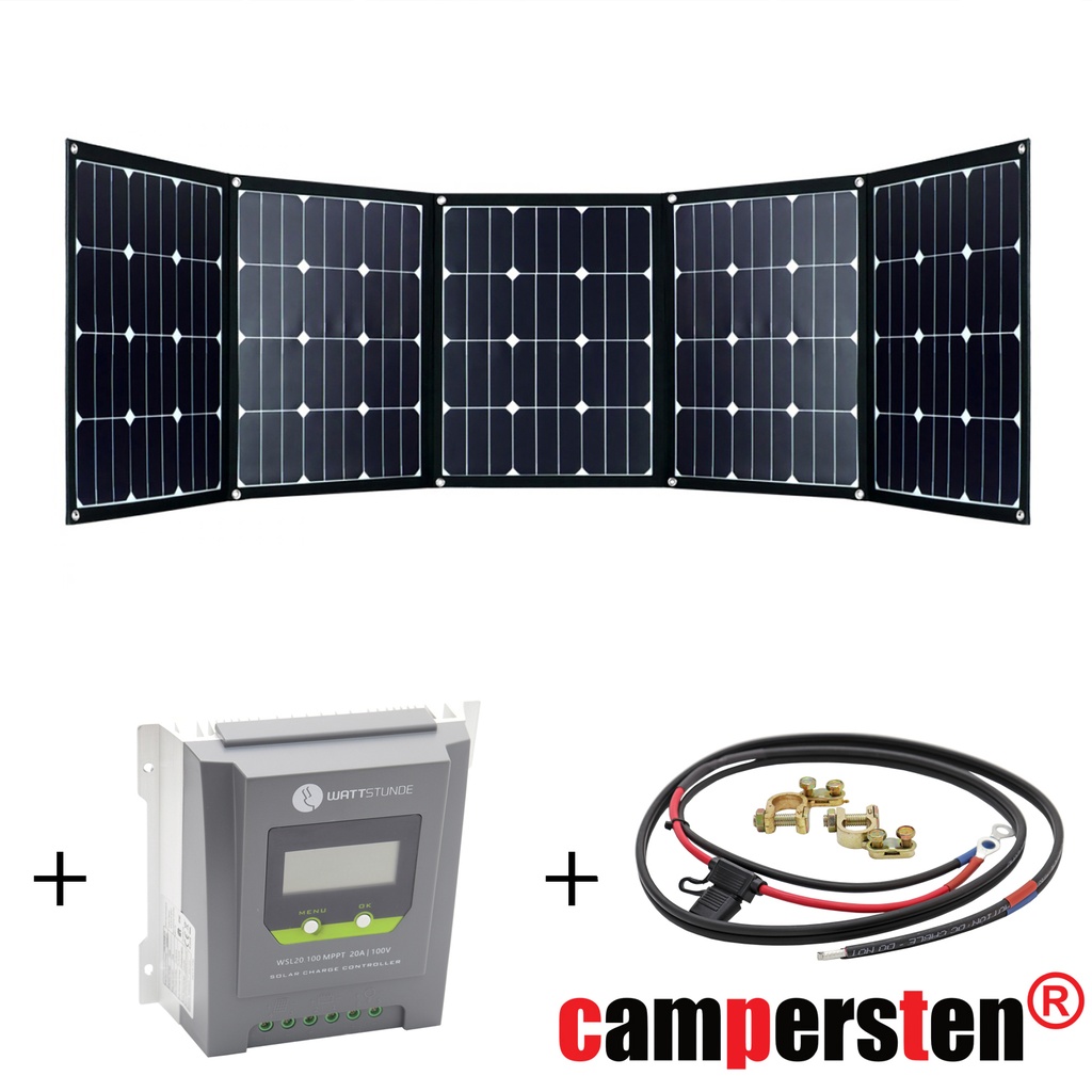 [FSP200S20A-MPPT] 200Watt Solartaschenset FSP-2 Solarmodul Set inkl. 20A MPPT Laderegler mit Anschlusskabel, faltbar