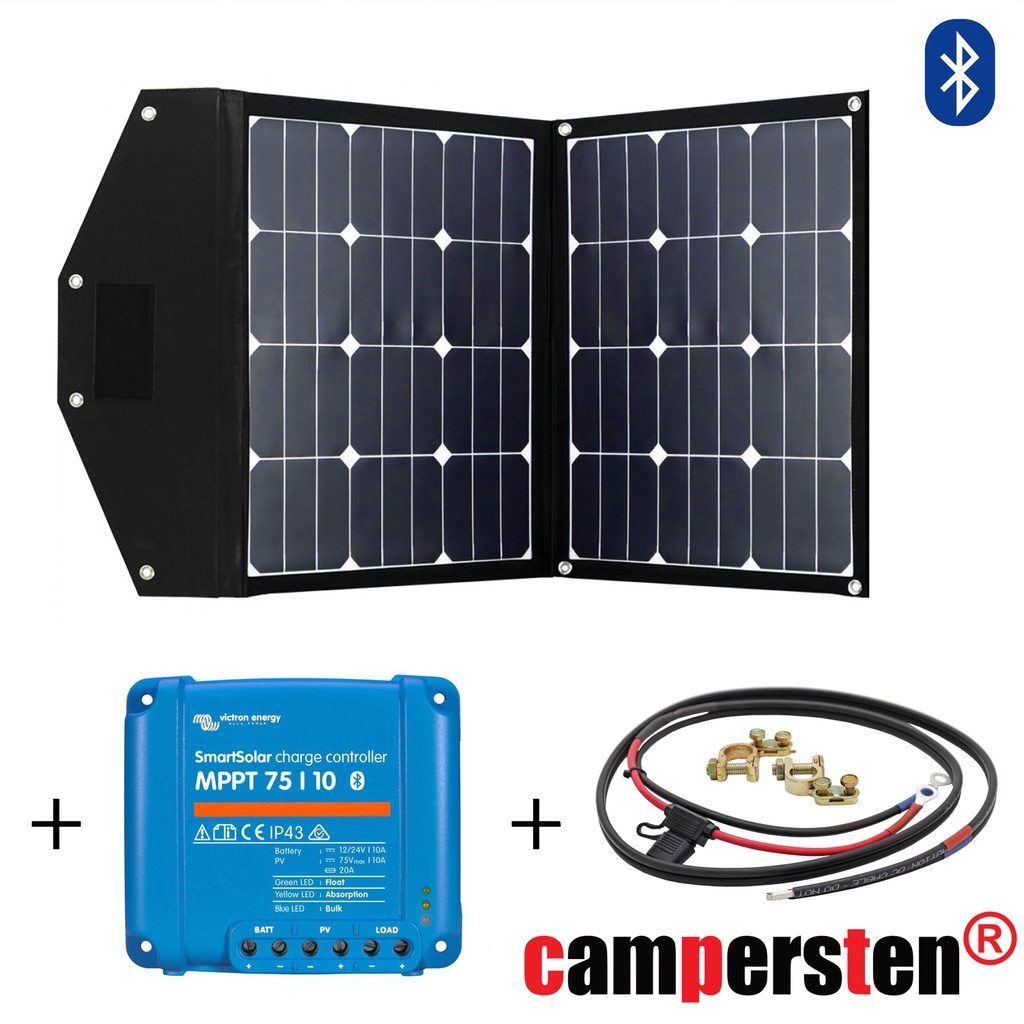[FSP80S10A-MPPT-BT] 90Watt Solartaschenset FSP-2 Solarmodul Set inkl. 10A MPPT Bluetooth Laderegler mit Anschlusskabel, faltbar