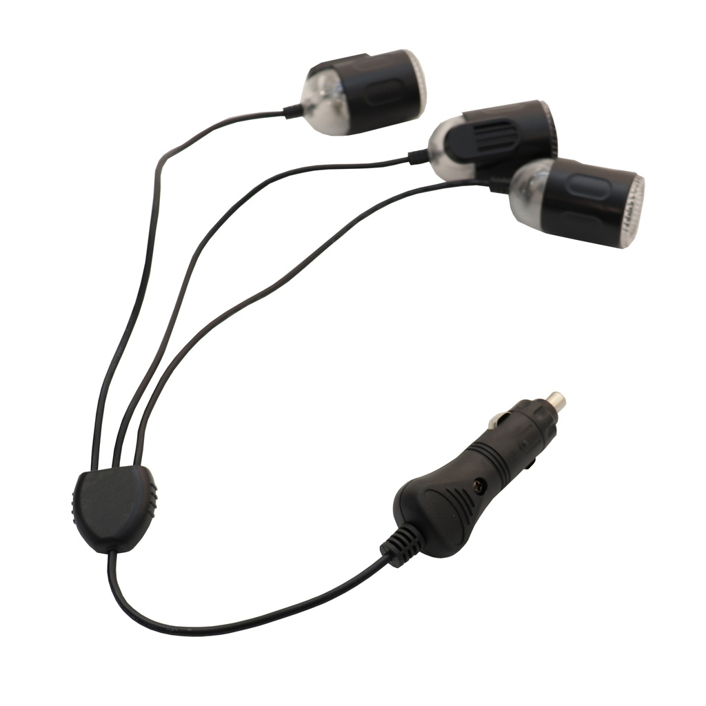 [A13-75170U1702-W1] 12V-Verteiler (Zigarettenanzünder auf 2x 12V und 1xUSB) KFZ-Netzteil; 10A; 7-12Volt DC auf 2x12V/4A und 1x5V/2,1A USB
