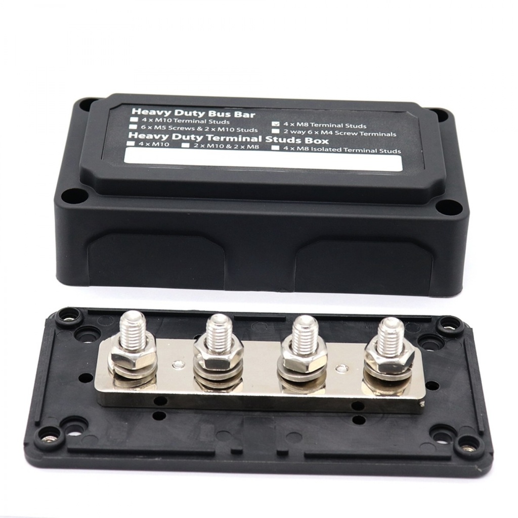 [OGT-8-01-012830] Offgridtec BusBar Box 4 x M8 Anschlussbolzen inkl. Abdeckung und Befestigungsschrauben