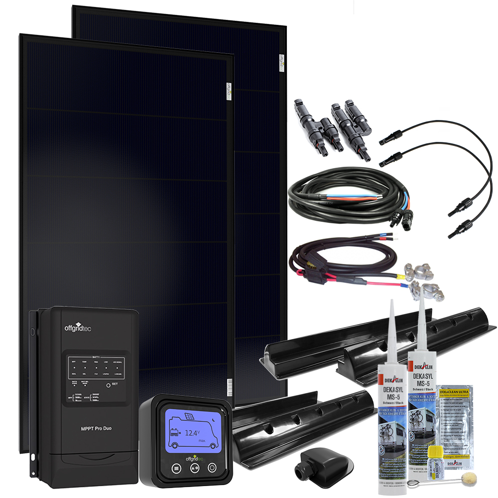 [OGT4-01-012876] Offgridtec® MobileBlack 200W Wohnmobil Solaranlage 30A MPPT DUO Laderegler OLP PERC Solarmodul