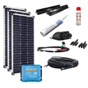 300W Wohnmobil-Solaranlage, Komplett-Set mit 36V-Modulen monokristalin, Victron MPPT BT Laderegler und Haltespoilern schwarz, am campersten®