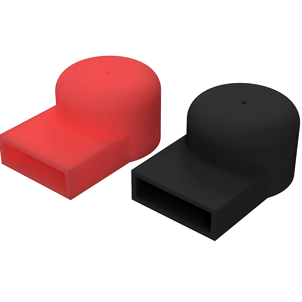 [OGT8-01-012855] Polabdeckung Batterieanschluss M8 Rot Schwarz Berührschutz 2er Set 15mm