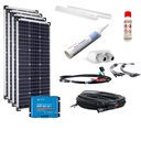400W Wohnmobil-Solaranlage, Komplett-Set mit 36V-Modulen monokristalin, Victron MPPT BT Laderegler und Haltespoilern weiss, am campersten®