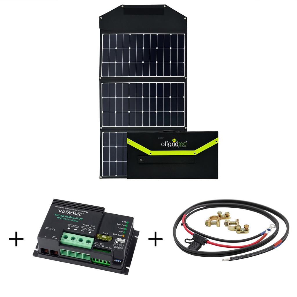 [FSP195S15A-MPPT] 195Watt Solartaschenset FSP-2 Solarmodul Set inkl. 15A MPPT Laderegler mit Anschlusskabel, faltbar