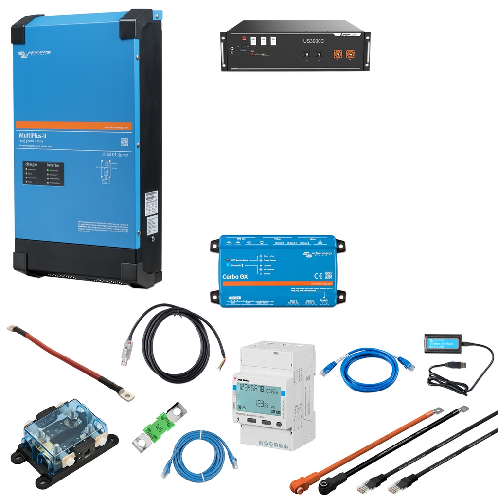 Solarspeicher Heimspeicher-System als Victron ESS 3,5 kWh 1x US3000C 3 kVA (1 Phase) mit Cerbo GX 1 freier DC Anschluss