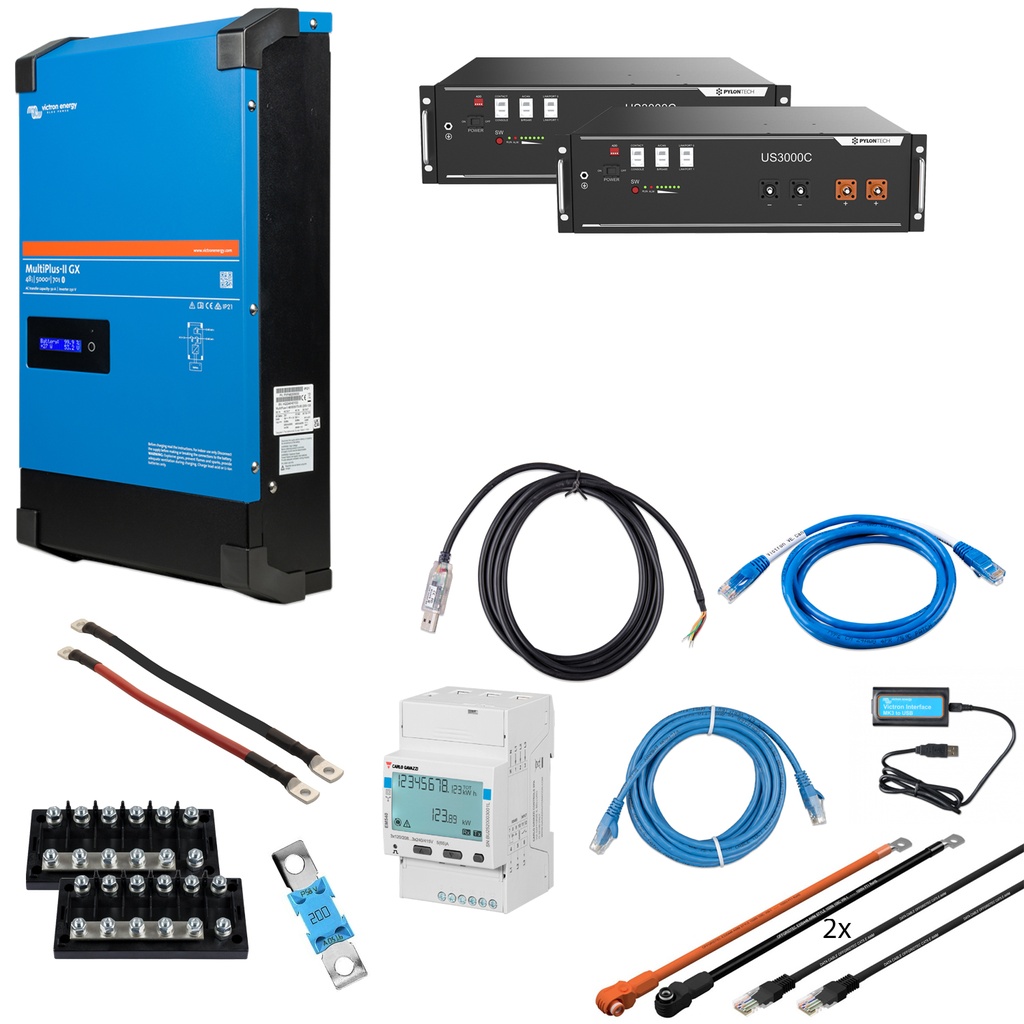 Solarspeicher Heimspeicher-System als Victron ESS 7 kWh 2x US3000C 5 kVA (1 Phase) mit integriertem GX 1 freier DC Anschluss