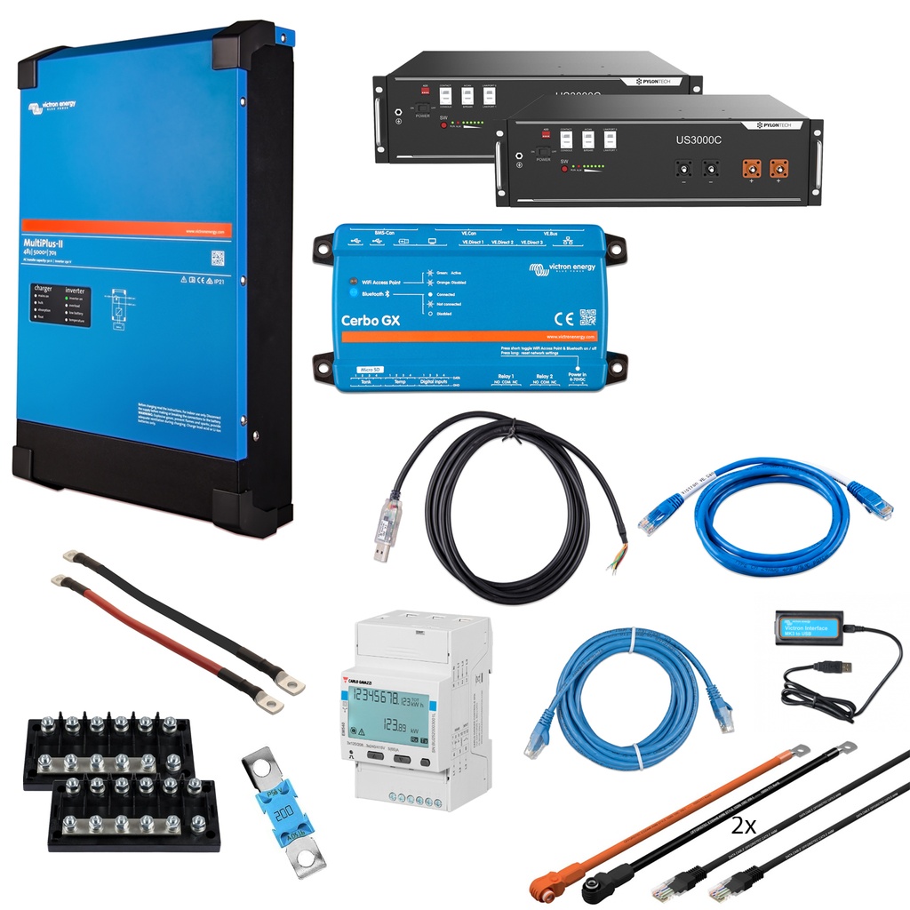 Solarspeicher Heimspeicher-System als Victron ESS 7 kWh 2x US3000C 5 kVA (1 Phase) mit Cerbo GX 1 freier DC Anschluss