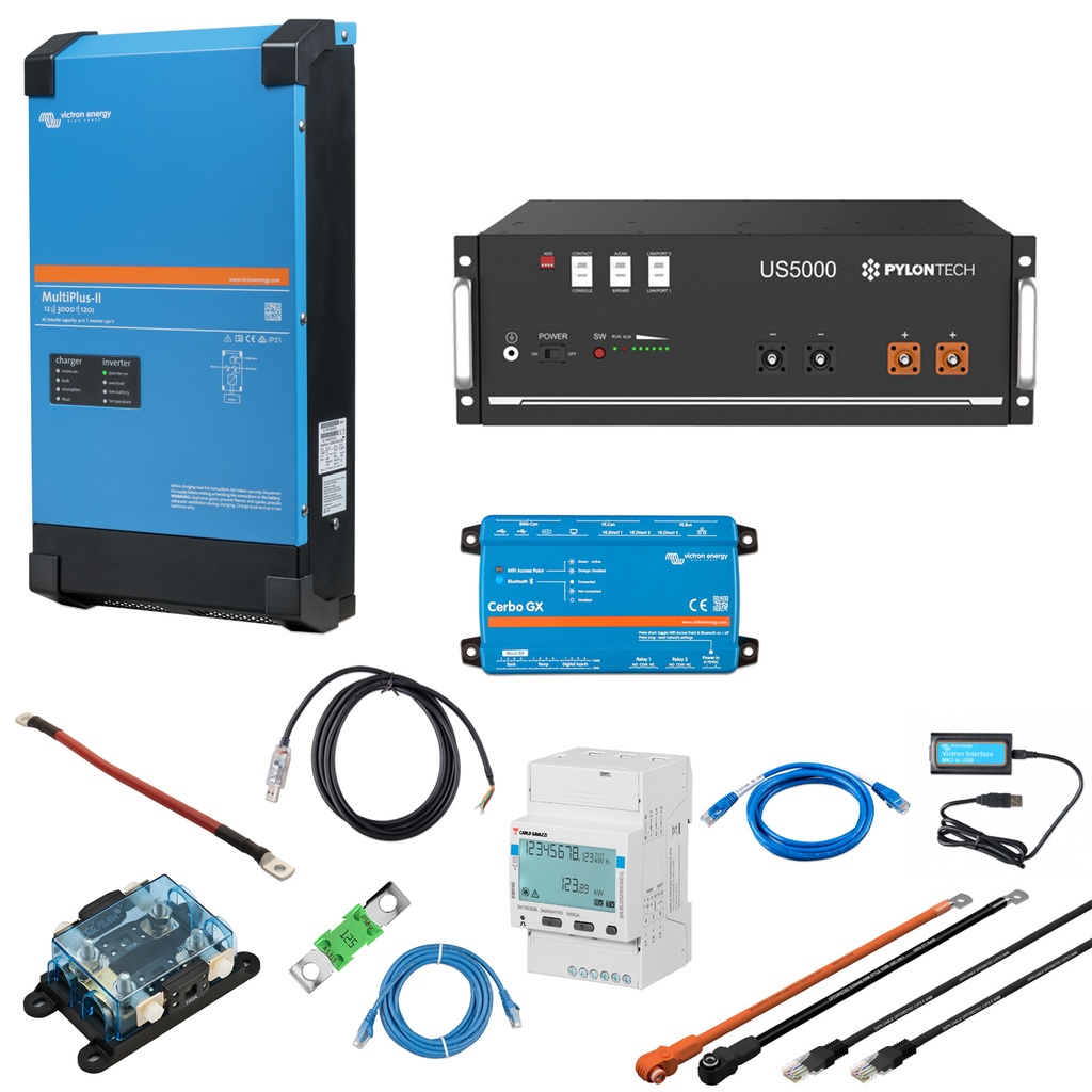 Solarspeicher Heimspeicher-System als Victron ESS 4,8 kWh 1x US5000C 3 kVA (1 Phase) mit Cerbo GX 1 freier DC Anschluss