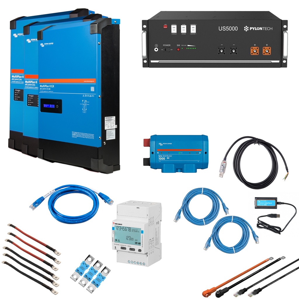 Solarspeicher Heimspeicher-System als Victron ESS 4,8 kWh 1x US5000C 15 kVA (3 Phasen m. 5 kVA) mit integriertem Cerbo GX 1 freier DC Anschluss