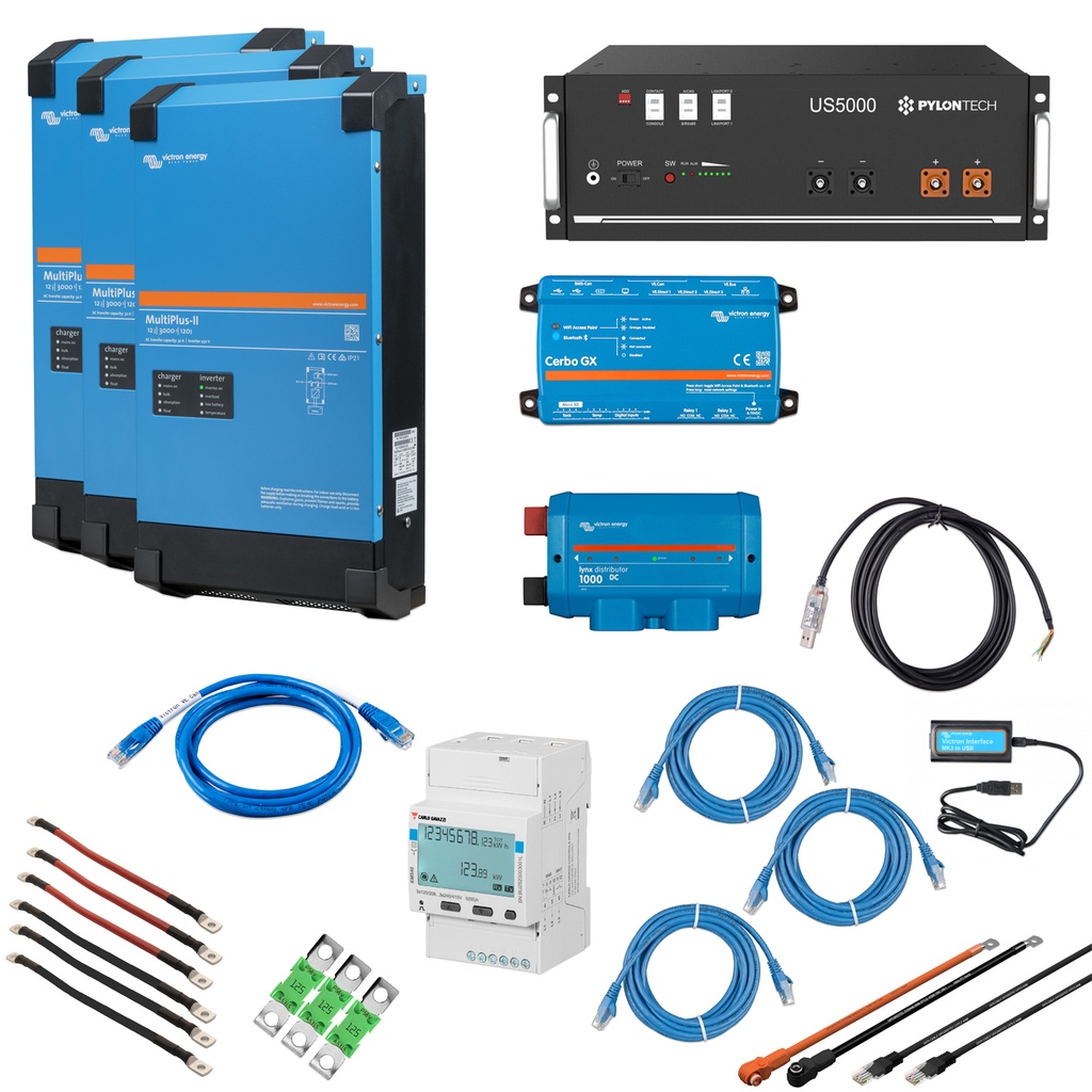 Solarspeicher Heimspeicher-System als Victron ESS 4,8 kWh 1x US5000C 9 kVA (3 Phasen m. 3 kVA) mit Cerbo GX 1 freier DC Anschluss