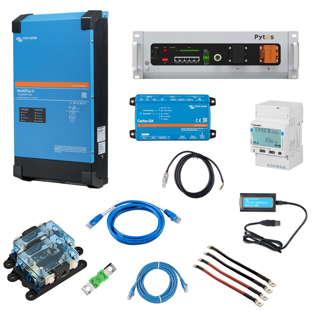 Solarspeicher Heimspeicher-System als Victron ESS 5,12 kWh 1x Pytes V5 3 kVA (1 Phase) mit Cerbo GX 1 freier DC Anschluss