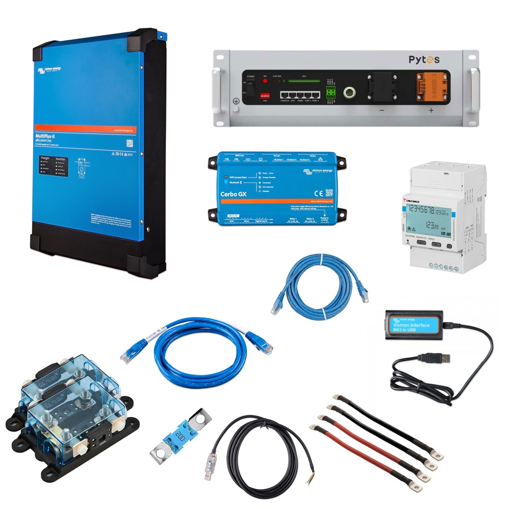 Solarspeicher Heimspeicher-System als Victron ESS mit Akku 5,12 kWh Pytes V5 -  5 kVA (1 Phase) mit Cerbo GX 1 freier DC Anschluss