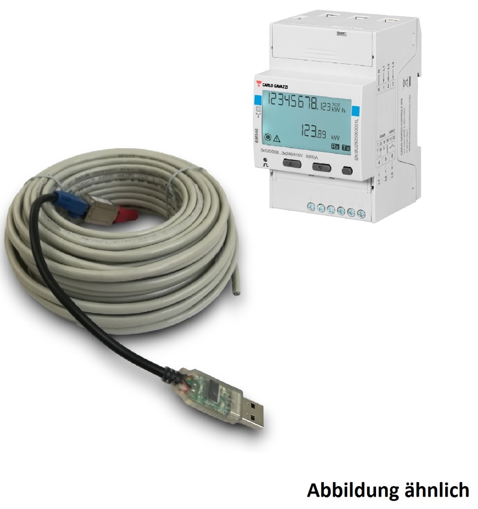 Energy Meter EM540  mit 10m Anschlusskabel RS485 zu USB - z.B. an CerboGX   - 3 phase - max 65A/phase