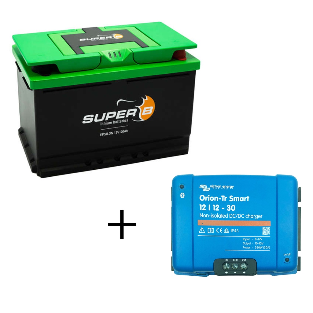 Set mit 30A Bluetooth Ladebooster und Super B EPSILON 12V100AH