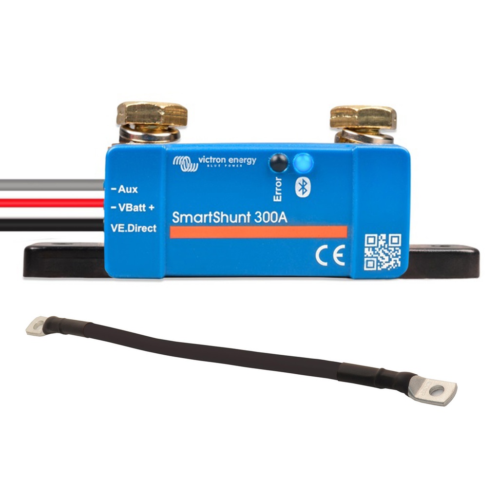Victron SmartShunt 300A/50mV IP65 Bluetooth Batteriecomputer - mit Massekabel 50qmm M8 auf M8