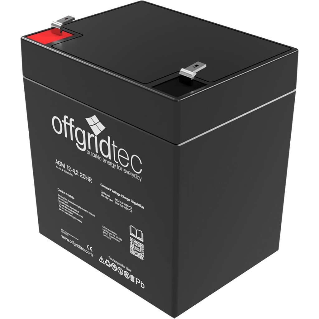 Offgridtec AGM 4,2Ah 20HR 12V - Solar Batterie Akku Extrem zyklenfest