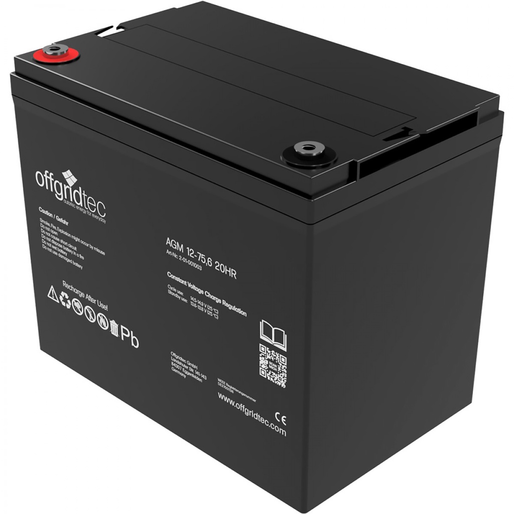 Offgridtec AGM 75,6Ah 20HR 12V - Solar Batterie Akku Extrem zyklenfest